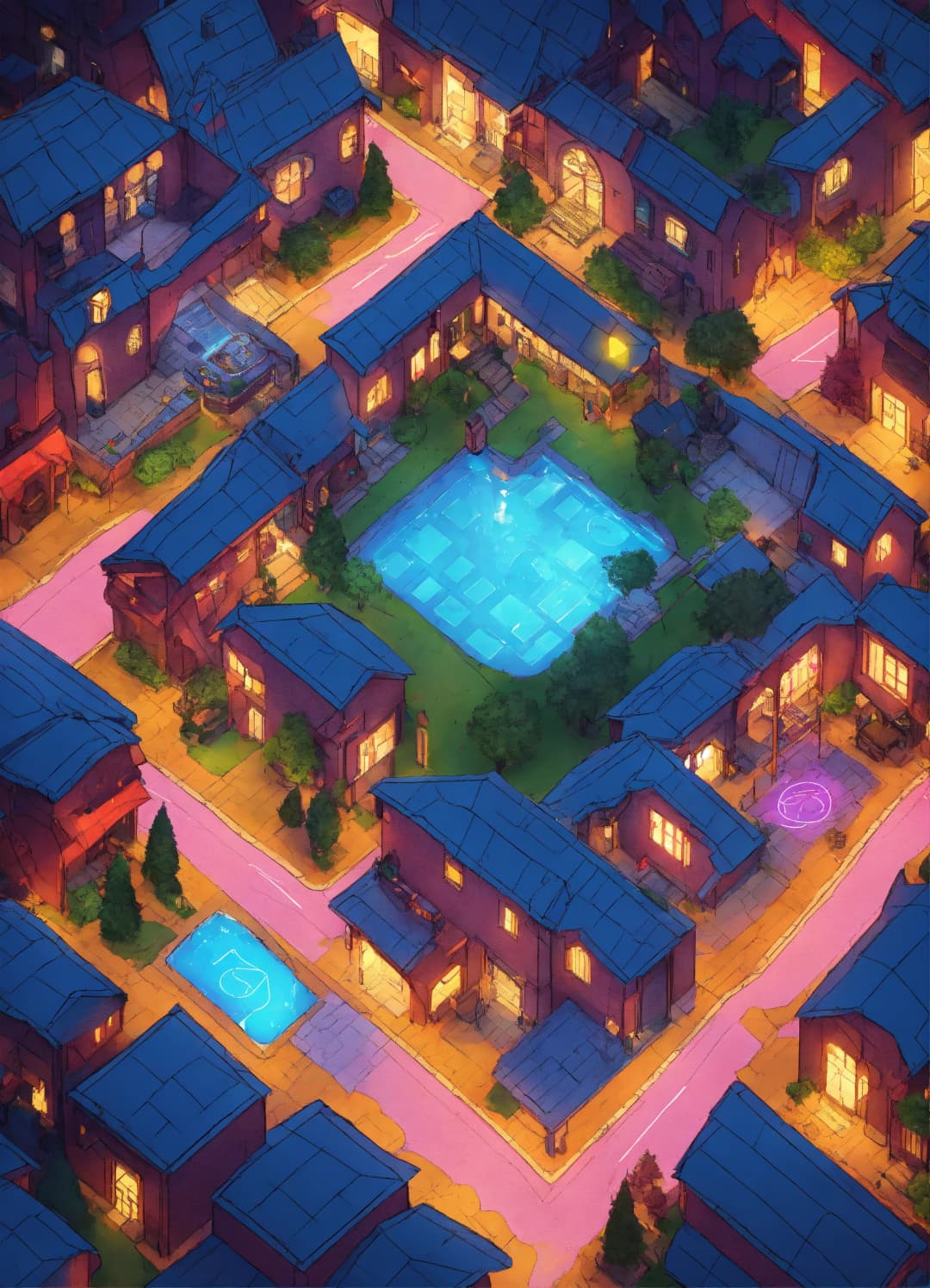 Village animated rendering